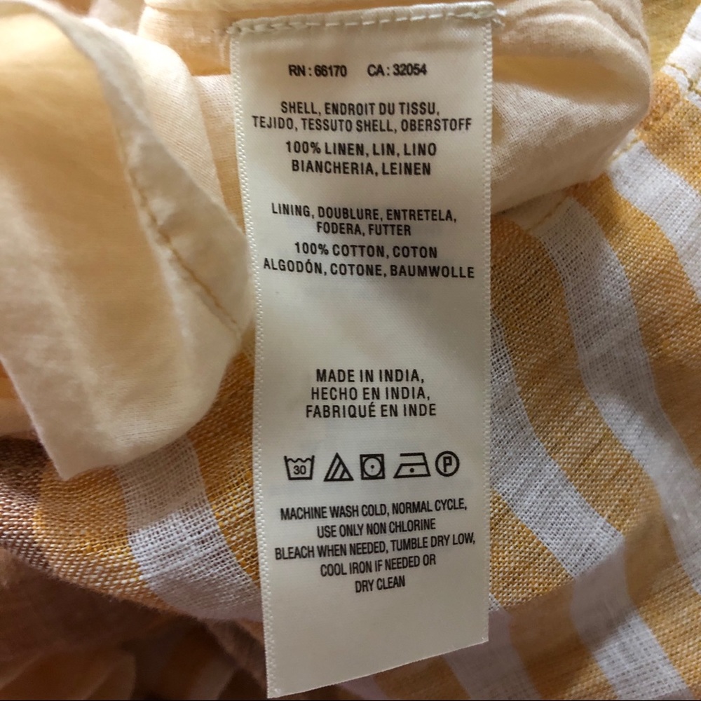 Anthropologie Romper Orange Brown Striped Linen - Picture 8 of 8